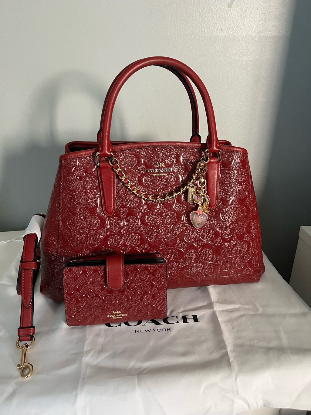Coach Margot Carryall In Signature Embossed Leather With Matching Wallet